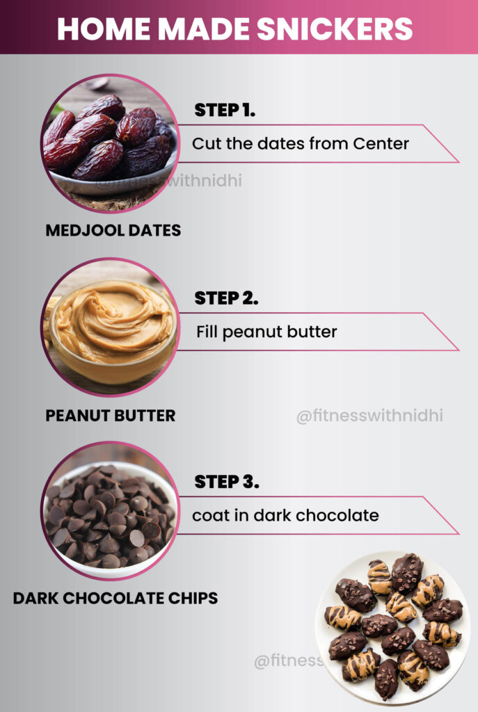 homemade dark chocolate snickers step by step process