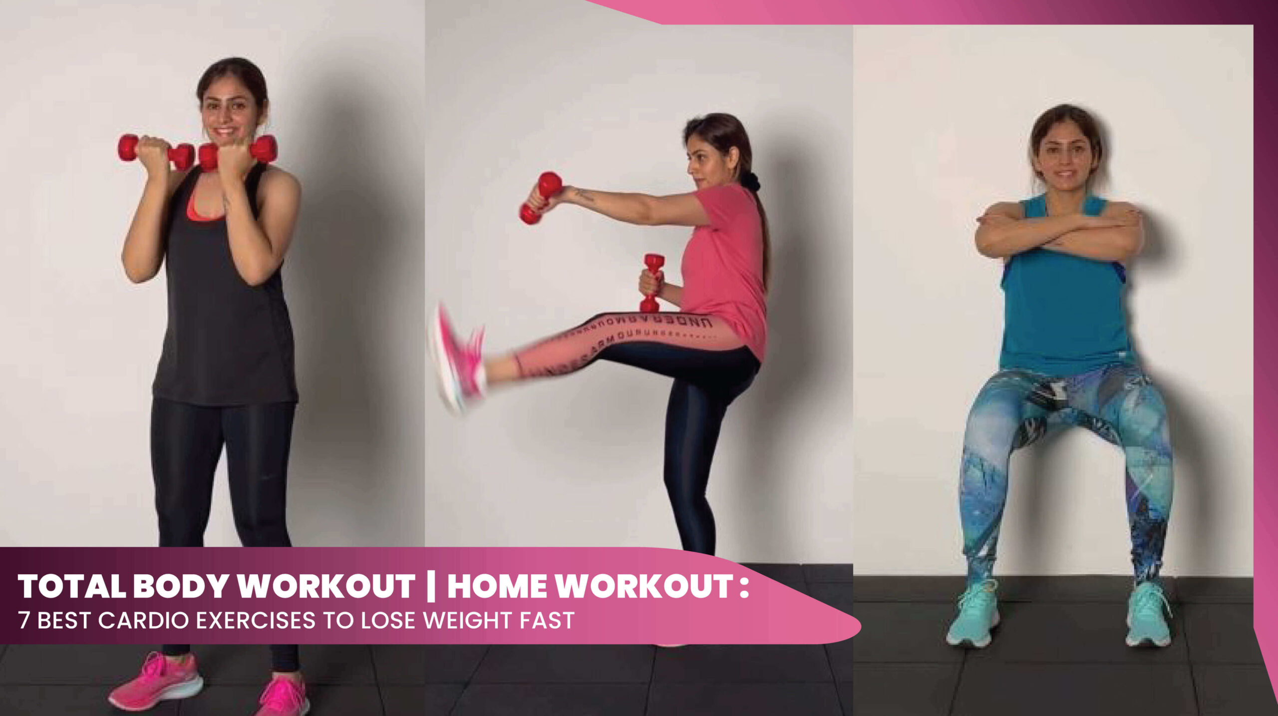 11total body workout at home with cardio exercises and HIIT training