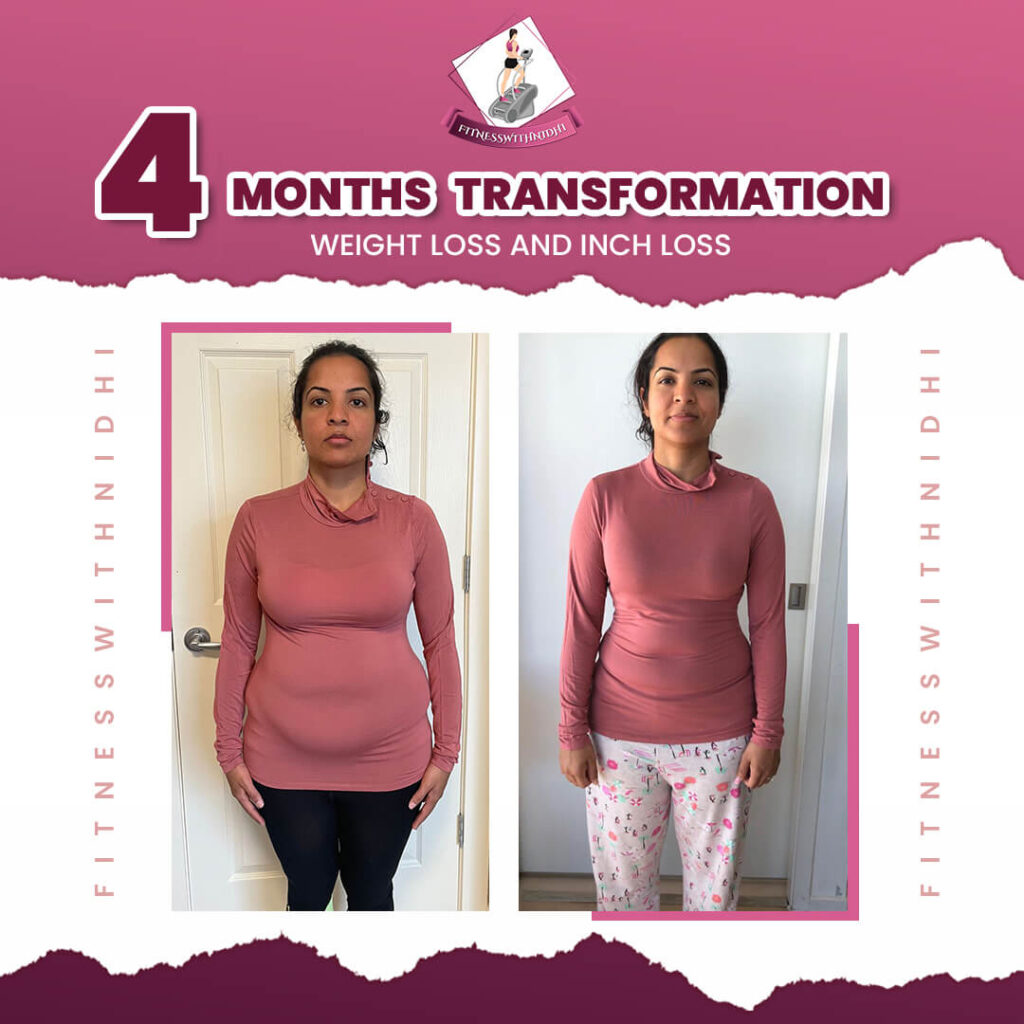 sakshee 4 month weight loss transformation