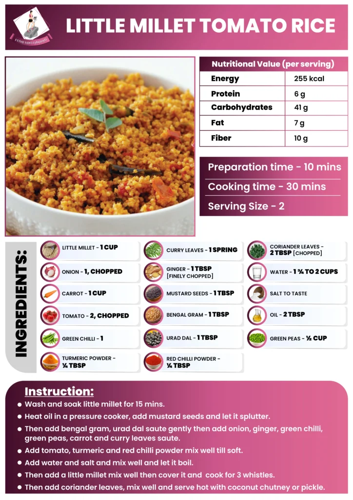 step by step guide to make little millet tomato rice recipe
